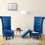 Lot de 2 chaises d'appoint hautes sans accoudoirs en velours avec rangement