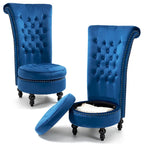 Lot de 2 chaises d'appoint hautes sans accoudoirs en velours avec rangement