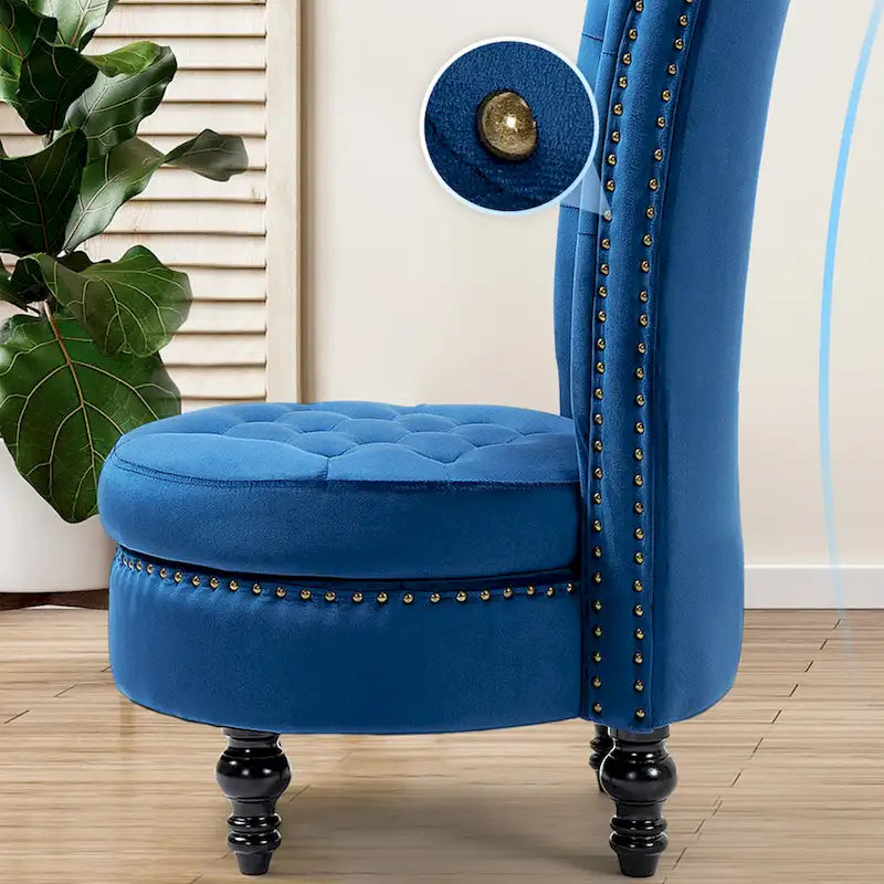 Lot de 2 chaises d'appoint hautes sans accoudoirs en velours avec rangement