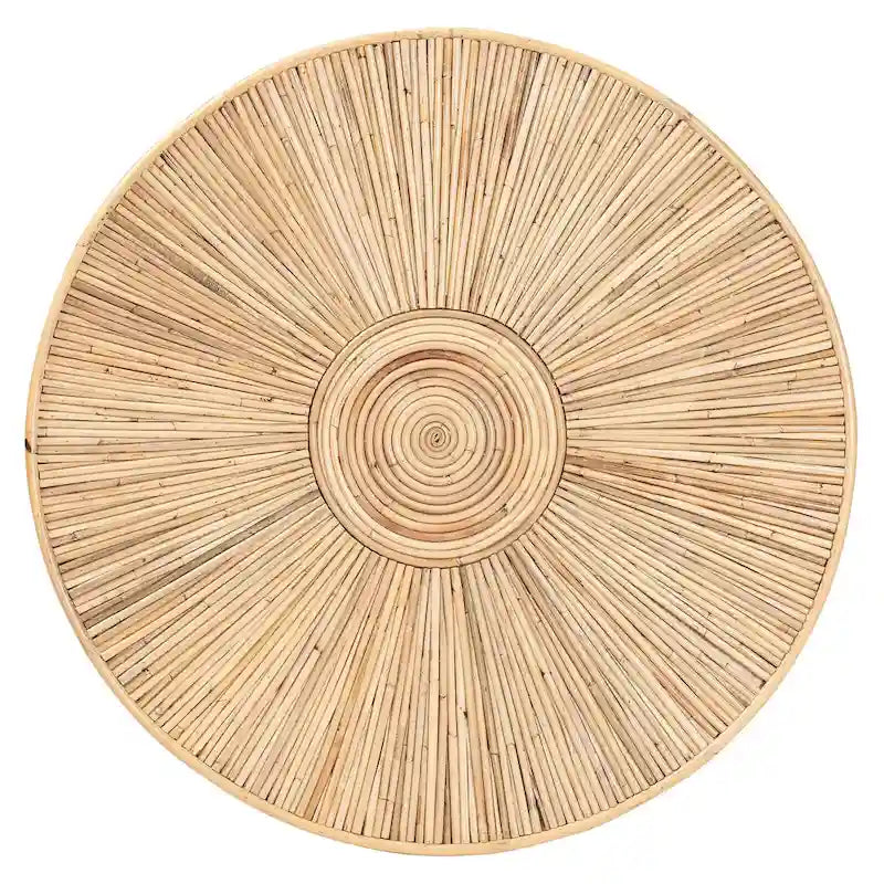 Table basse ronde en rotin avec pieds minimalistes