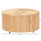 Table basse ronde en rotin avec pieds minimalistes