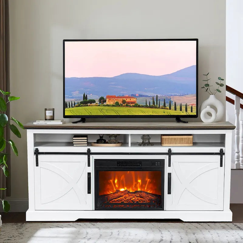 Meuble TV de 68 pouces avec insert de cheminée électrique de 23 pouces