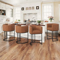 Lot de 4 tabourets de bar modernes de 66 cm avec dossier bas et cadre en métal, hauteur comptoir