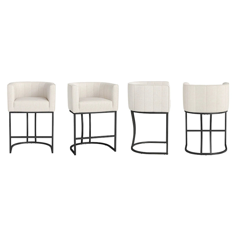 Lot de 4 tabourets de bar modernes de 66 cm avec dossier bas et cadre en métal, hauteur comptoir