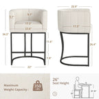 Lot de 4 tabourets de bar modernes de 66 cm avec dossier bas et cadre en métal, hauteur comptoir