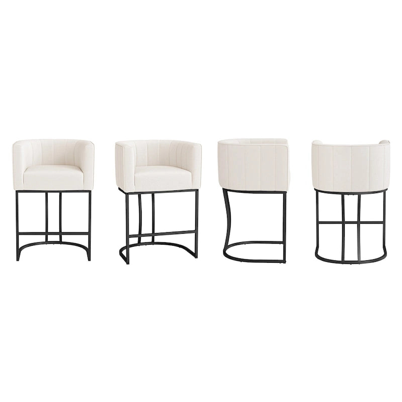 Lot de 4 tabourets de bar modernes de 66 cm avec dossier bas et cadre en métal, hauteur comptoir