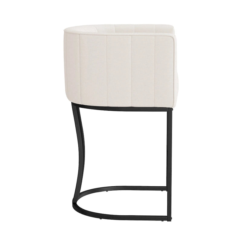 Lot de 4 tabourets de bar modernes de 66 cm avec dossier bas et cadre en métal, hauteur comptoir