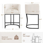 Lot de 4 tabourets de bar modernes de 66 cm avec dossier bas et cadre en métal, hauteur comptoir