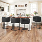 Lot de 4 tabourets de bar modernes de 66 cm avec dossier bas et cadre en métal, hauteur comptoir