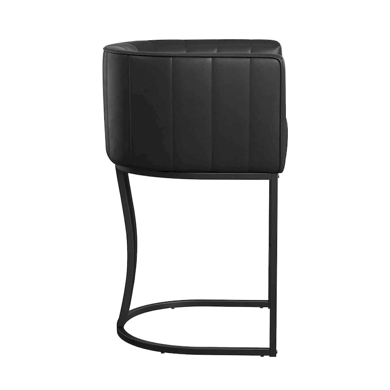 Lot de 4 tabourets de bar modernes de 66 cm avec dossier bas et cadre en métal, hauteur comptoir