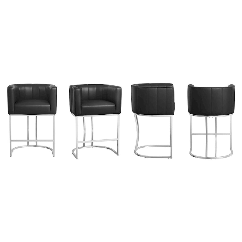 Lot de 4 tabourets de bar modernes de 66 cm avec dossier bas et cadre en métal, hauteur comptoir