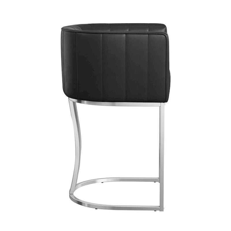 Lot de 4 tabourets de bar modernes de 66 cm avec dossier bas et cadre en métal, hauteur comptoir