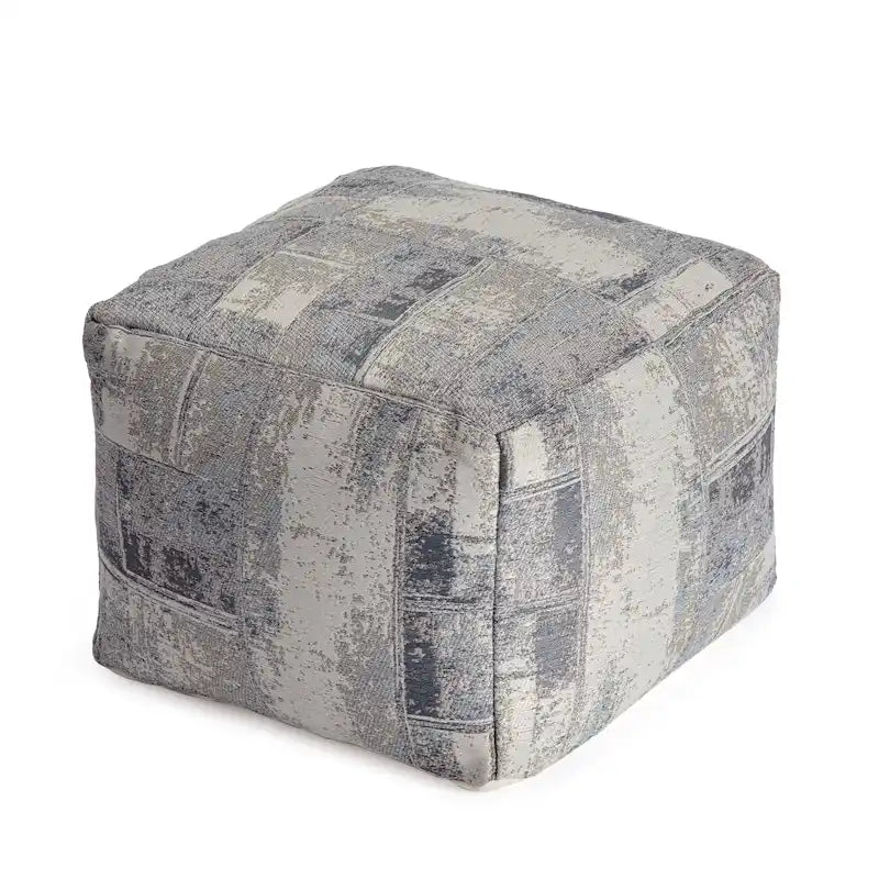 Pouf carré gris et ivoire de 55 cm