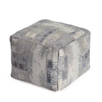 Pouf carré gris et ivoire de 55 cm