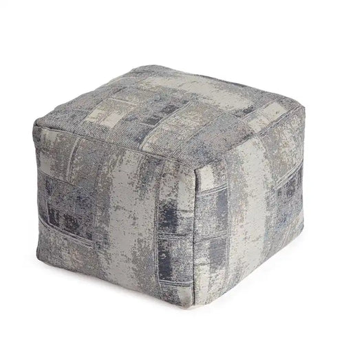 Pouf carré gris et ivoire de 55 cm
