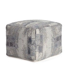Pouf carré gris et ivoire de 55 cm