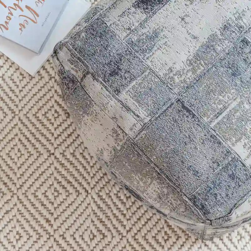 Pouf carré gris et ivoire de 55 cm