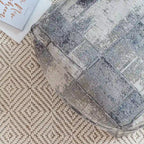 Pouf carré gris et ivoire de 55 cm