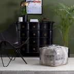 Pouf carré gris et ivoire de 55 cm