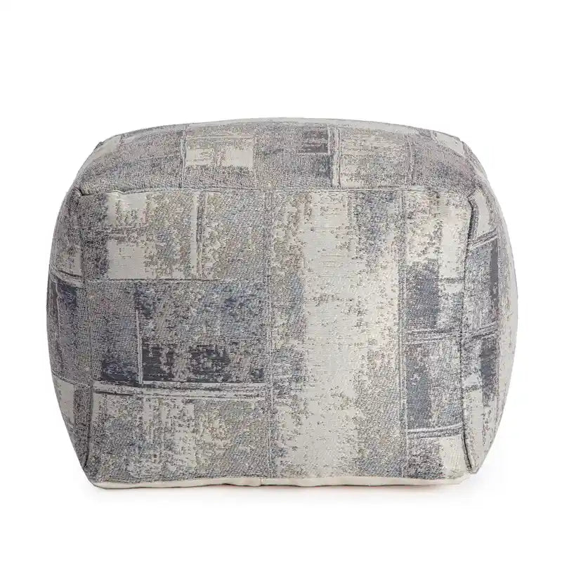 Pouf carré gris et ivoire de 55 cm