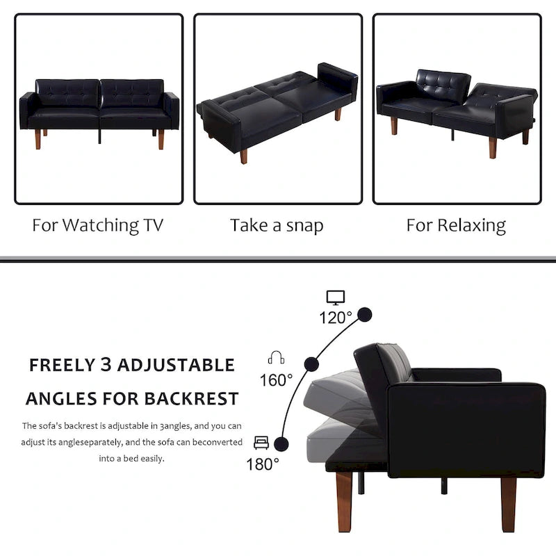 Canapé-lit futon convertible avec coussin en mousse à mémoire de forme