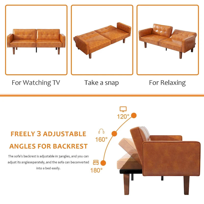 Canapé-lit futon convertible avec coussin en mousse à mémoire de forme