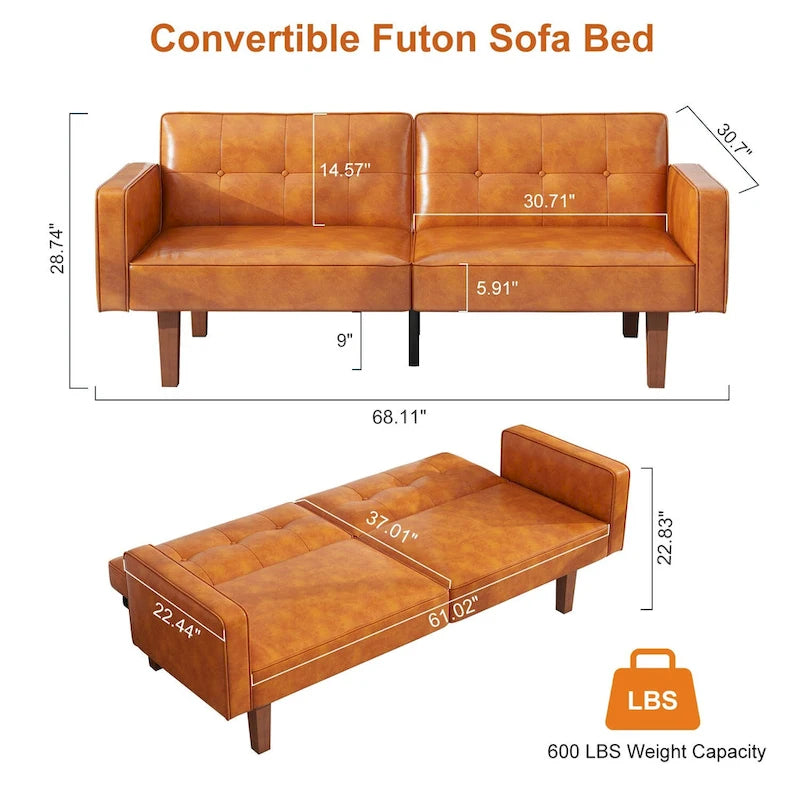 Canapé-lit futon convertible avec coussin en mousse à mémoire de forme