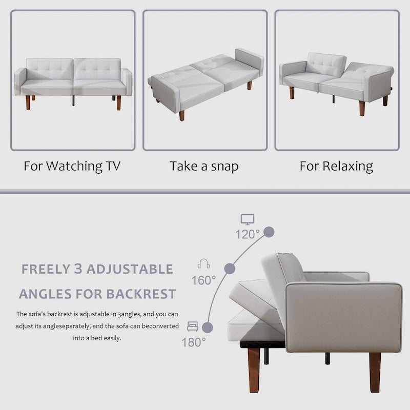 Canapé-lit futon convertible avec coussin en mousse à mémoire de forme