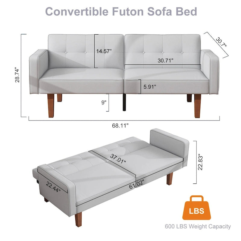 Canapé-lit futon convertible avec coussin en mousse à mémoire de forme