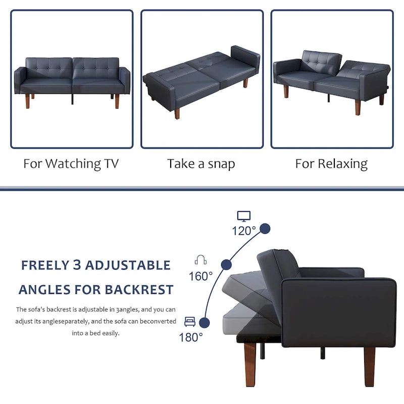 Canapé-lit futon convertible avec coussin en mousse à mémoire de forme