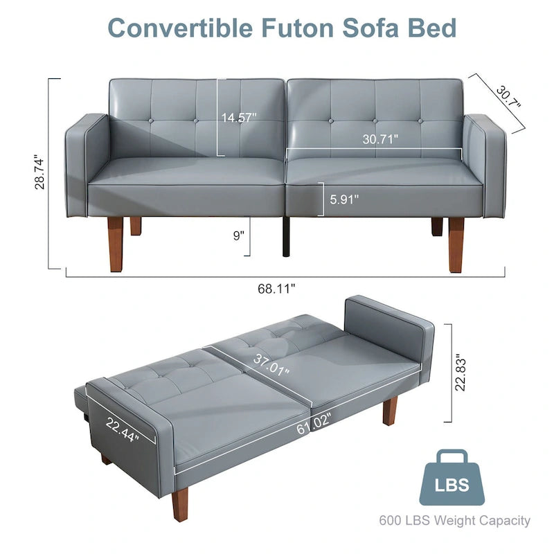 Canapé-lit futon convertible avec coussin en mousse à mémoire de forme