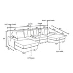 Canapé d'angle en velours côtelé, 6 places, en forme de U