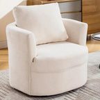 Fauteuil pivotant avec accoudoirs ronds et oreiller lombaire