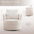 Fauteuil pivotant avec accoudoirs ronds et oreiller lombaire