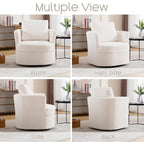 Fauteuil pivotant avec accoudoirs ronds et oreiller lombaire