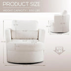Fauteuil pivotant avec accoudoirs ronds et oreiller lombaire
