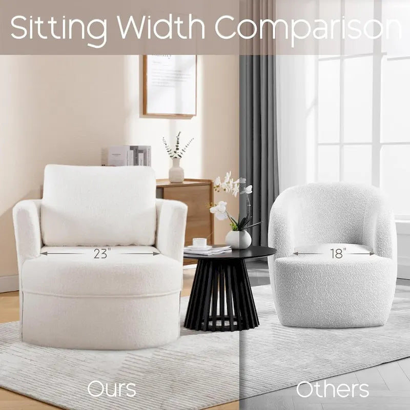 Fauteuil pivotant avec accoudoirs ronds et oreiller lombaire