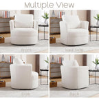 Fauteuil pivotant avec accoudoirs ronds et oreiller lombaire