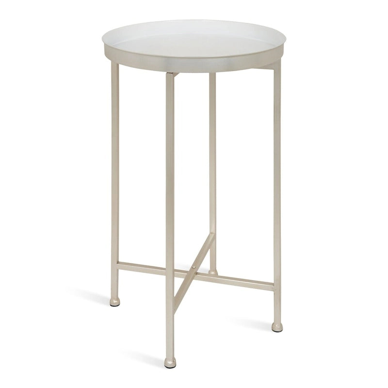 Table pliante de service ronde en métal avec base argentée