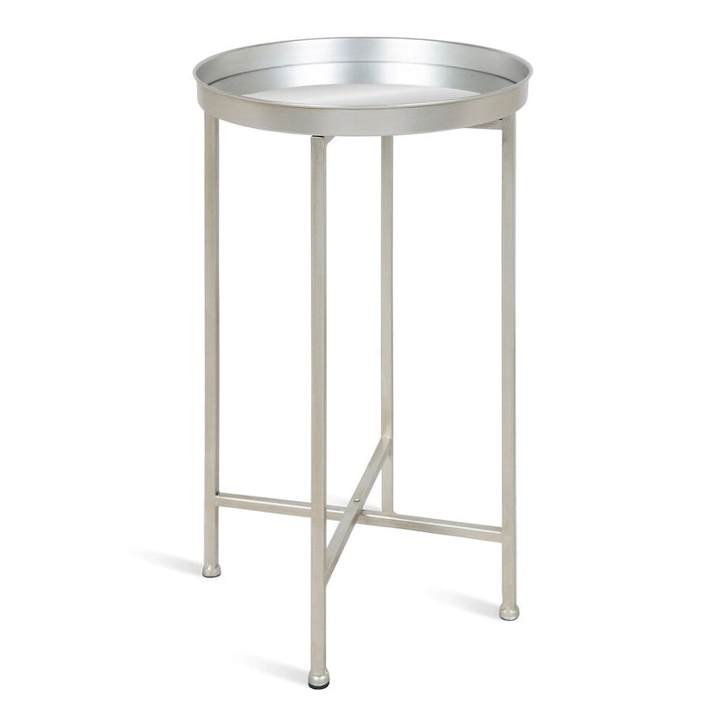 Table pliante de service ronde en métal avec base argentée