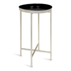Table pliante de service ronde en métal avec base argentée