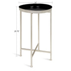Table pliante de service ronde en métal avec base argentée