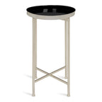Table pliante de service ronde en métal avec base argentée