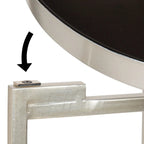 Table pliante de service ronde en métal avec base argentée