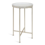 Table pliante de service ronde en métal avec base argentée