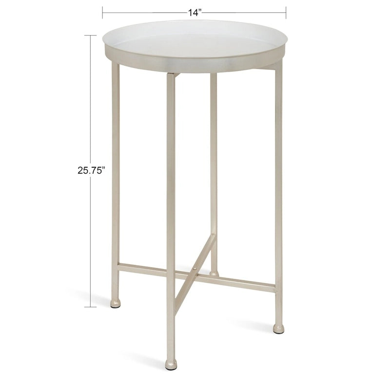 Table pliante de service ronde en métal avec base argentée