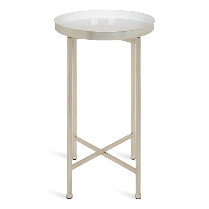Table pliante de service ronde en métal avec base argentée