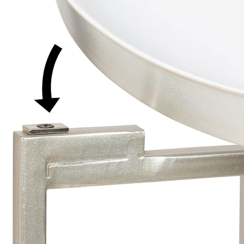 Table pliante de service ronde en métal avec base argentée