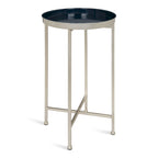 Table pliante de service ronde en métal avec base argentée