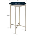 Table pliante de service ronde en métal avec base argentée